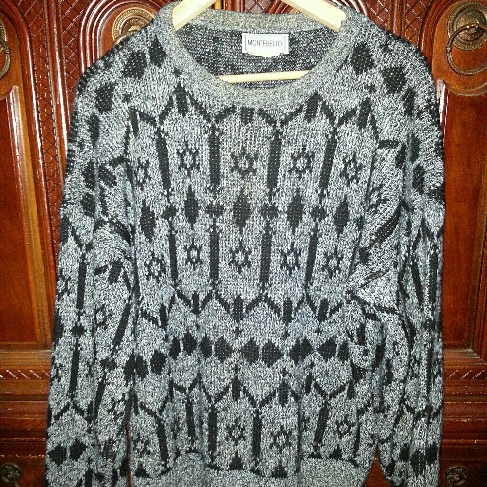 Vintage Sweater Men's Gray Size Large